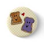 Cute Peanut Butter Heart Jelly Cartoon Buttons