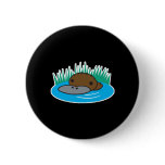 cute peeking platypus pinback button