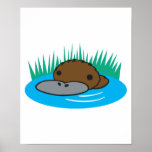 cute peeking platypus posters