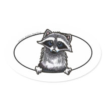 Cute Peeking Racoon Oval Sticker