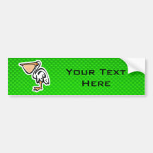 Cute Pelican; Green Bumper Stickers
