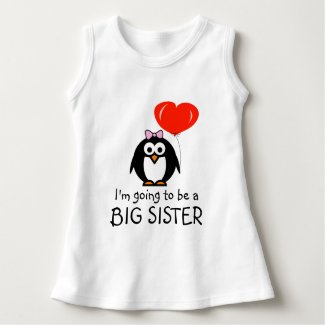 Cute penguin Big Sister baby dress for sibling