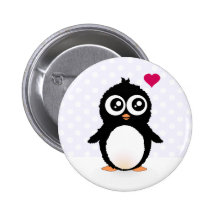 Cute penguin cartoon button