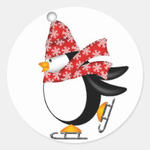 Cute Penguin Ice Skates Sticker
