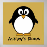 cute penguin kid's door poster