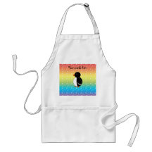 Cute penguin rainbow hearts apron