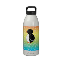 Cute penguin rainbow hearts drinking bottle