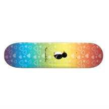 Cute penguin rainbow hearts skate board