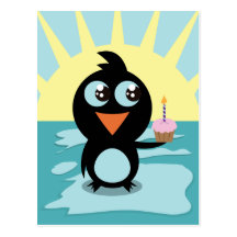 Cute Penguin Standing on Ice Post Cards