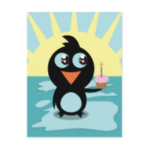 Cute Penguin Standing on Ice Post Cards