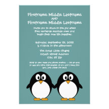 Cute Penguin Wedding Invitation