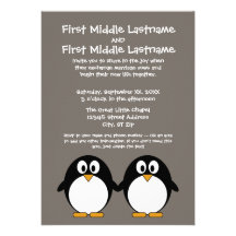 Cute Penguin Wedding Invitation