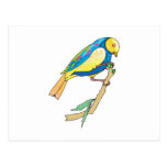 cute perching tit bird post cards
