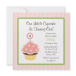 Cute Personalise Pink Cupcake Birthday Invitations
