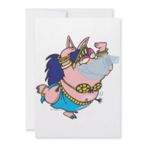 cute pig belly dancer cartoon character personalised invitations
