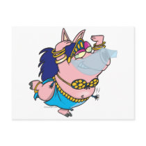 cute pig belly dancer cartoon character postcard