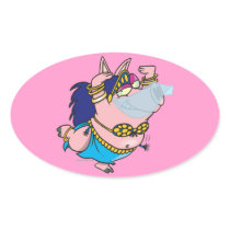 cute pig belly dancer cartoon character stickers