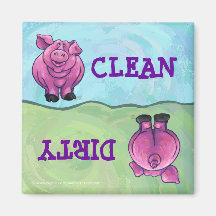 Cute Pig Clean / Dirty Dishwasher Magnet