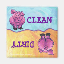 Cute Pig Clean / Dirty Orange Dishwasher Magnet