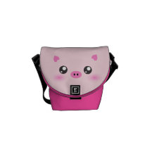 Cute Pig Face - kawaii minimalism Courier Bags