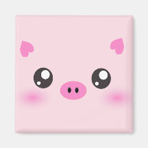 Cute Pig Face - kawaii minimalism Refrigerator Magnet