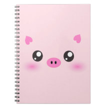 Cute Pig Face - kawaii minimalism Notebook