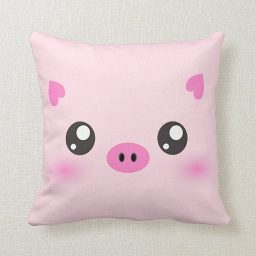 Cute Pig Face - kawaii minimalism Pillows Zazzle