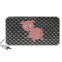 Cute Pig; Faux Carbon Fibre Laptop Speaker