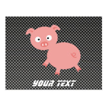 Cute Pig; Faux Carbon Fibre Postcards