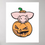 cute pig in a pumpkin posters