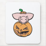 cute pig in jack-o-lantern pumpkin mousepads