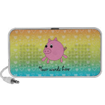 Cute pig rainbow hearts notebook speakers