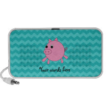 Cute pig turquoise chevrons travel speakers