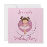 Cute Pink Ballerina Birthday Party Invitations