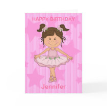 Cute Pink Ballet Girl On Stars and stripe Cards