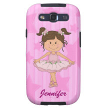 Cute Pink Ballet Girl On Stars and stripe Samsung Galaxy SIII Case