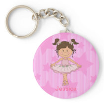 Cute Pink Ballet Girl On Stars and stripe Key Chain
