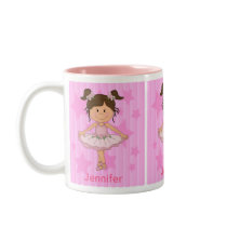 Cute Pink Ballet Girl On Stars and stripe Coffee Mugs