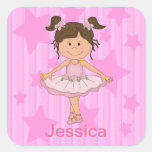 Cute Pink Ballet Girl On Stars and stripe Sticker