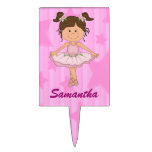 Cute Pink Ballet Girl On Stars and Stripes Cake Topper