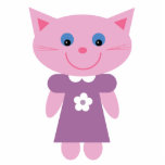 Cute pink cartoon cat brooch / pin photo sculptures