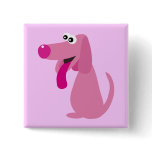 Cute pink cartoon dog pin/badge/button
