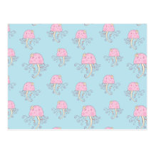 Cute Pink Cartoon Jellyfish Pattern Post Card