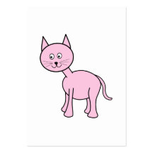 Cute Pink Cat Cartoon. Business Card Templates