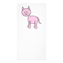 Cute Pink Cat Cartoon. Customized Photo Card