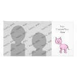 Cute Pink Cat Cartoon. Customized Photo Card