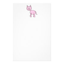 Cute Pink Cat Cartoon. Personalized Stationery
