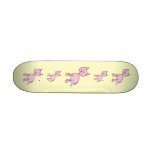 Cute Pink Cat. Cream Background. Skateboard