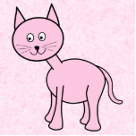 Cute Pink Cat. Pink Background. Cartoon. Photo Cut Outs