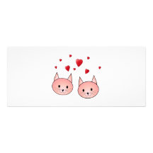 Cute Pink Cats with Hearts. Personalized Invite
